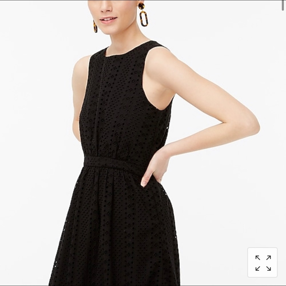 - J Crew Embroidered Eyelet Dress NWT Size 4 Black